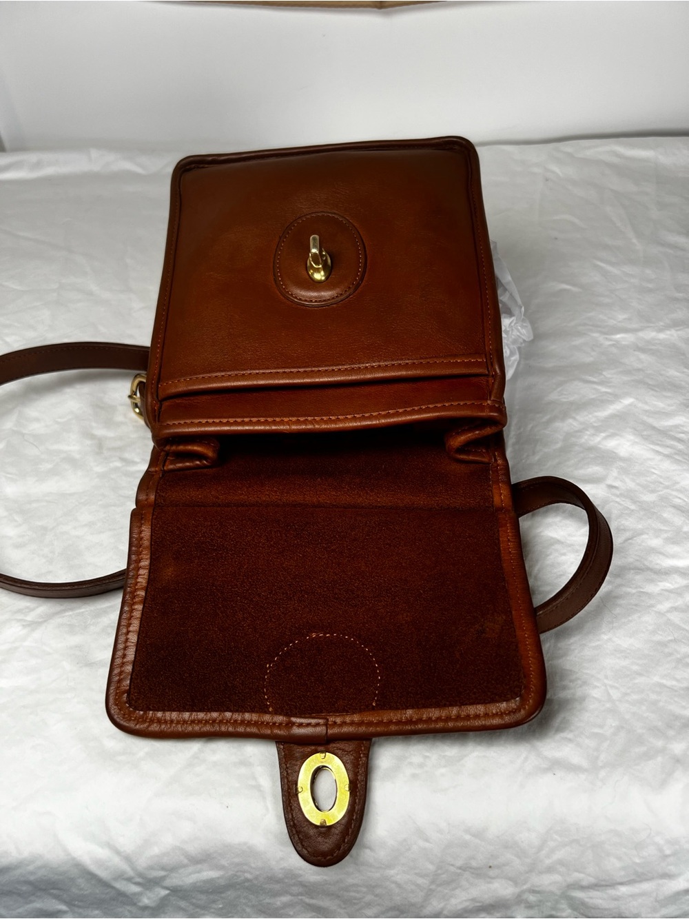 Vintage Coach Murphy Bag 9930 British Tan Leather Crossbody USA Made Pre-1994 - Picture 14 of 16